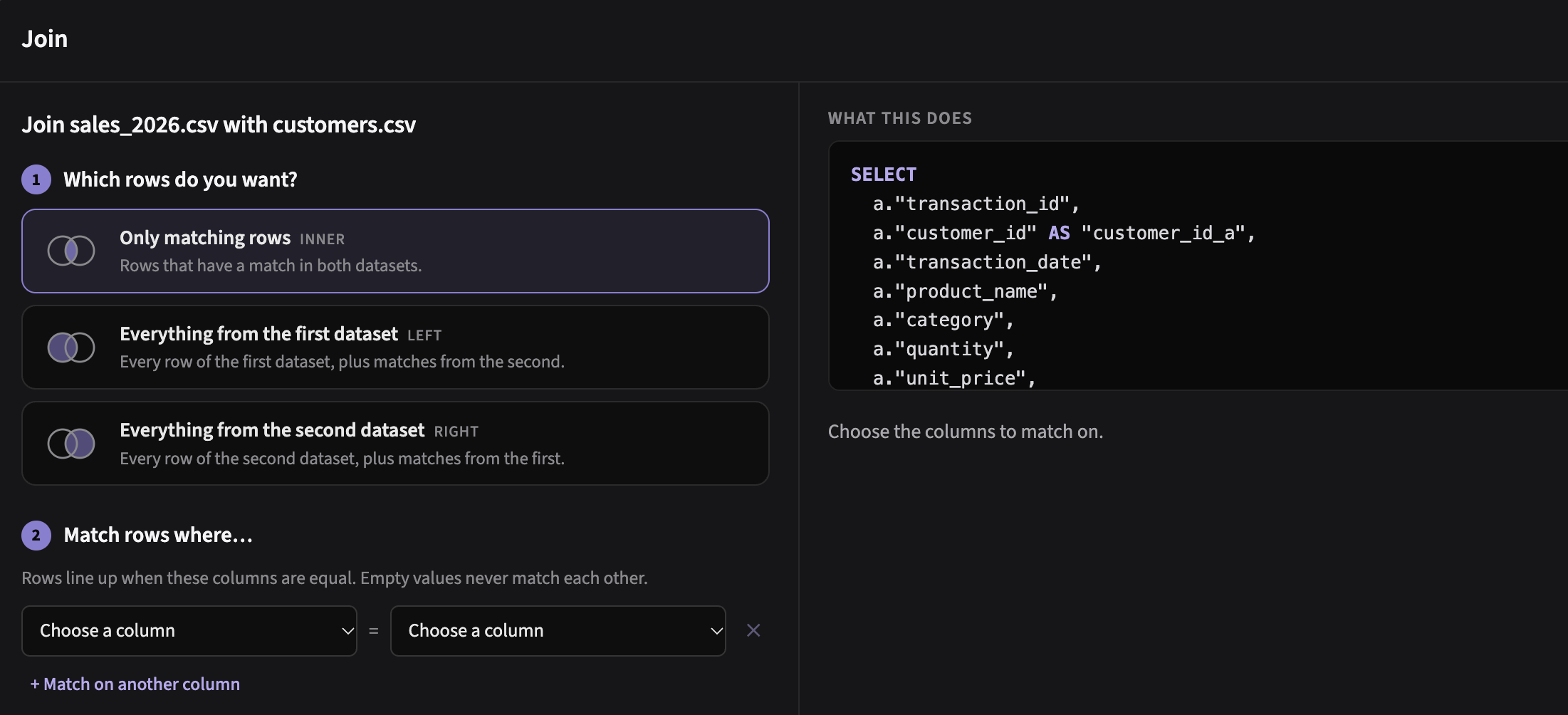Join datasets